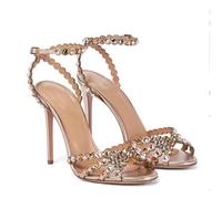 Women's Diamante Stiletto Heel Sandals Rhinestone Party Shoes, One Strap Evening Heels: High Heel Occasion Footwear - Wedding Banquet Cocktail Club Night Formal Dress Guest Wear