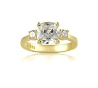 WOMENS Diamond Cubic Zirconia (CZ) Engagement Ring - Replica Duchess Meghan Markle Ring - 925 Sterling Silver With Yellow Gold Plating - Size O