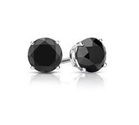 Womens Diamond Earring, 4 Claw Black Diamond Stud Earring Screw Backs for Womens in 18k White Gold 0.50Ct - 1.00ct