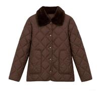 Women's Diamond Quilted Puffer Jacket Faux Lapel Collar Warm Winter | Women\'s Down Cotton-Padded Jacket for Diamond Pattern Faux-fur Lapel Collar Coat