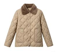 Women's Diamond Quilted Puffer Jacket Faux Lapel Collar Warm Winter | Women\'s Down Cotton-Padded Jacket for Diamond Pattern Faux-fur Lapel Collar Coat