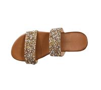 Womens Diamond Sliders Glitter Rhinestone Mules Slipper Sandals for Women Open Toe Dressy Slip on Sliders Sandal Mule Slides Bohemia Beach Slippers Footwear Gift Size 7 UK Clearance 001_Gold