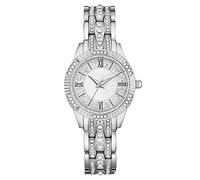 Women's Diamond Watch With Metal Strap - Wind-Up, No Battery, Simple Design - Ladies Gift Watch (Silver, One Size)