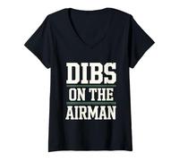 Women's Dibs On The Airman Wife Girlfriend Partner V-Neck T-Shirt