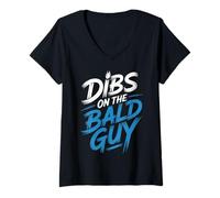 Womens Dibs On The Bald Guy Relationship Claim Dating - V-Neck T-Shirt