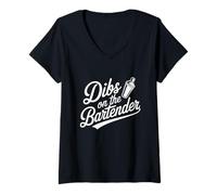 Women's Dibs On The Bartender Wife Girlfriend Partner V-Neck T-Shirt