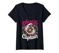 Women's Dibs on the Captain Sailing Sailor Sailboat Nautical V-Neck T-Shirt