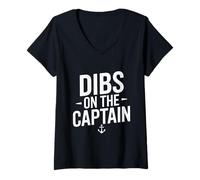 Women's Dibs On The Captain Wife Girlfriend Partner V-Neck T-Shirt