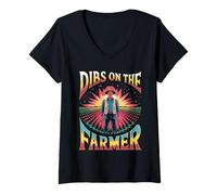 Womens Dibs On The Farmer Farmer Farm Wife Ranchers V-Neck T-Shirt