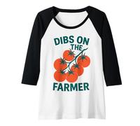 Womens Dibs on the Farmer Tomato Farm Garden Lovers Raglan Baseball Tee