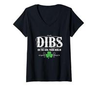 Women's Dibs on The Girl from Dublin Irish Heritage Shamrock V-Neck T-Shirt