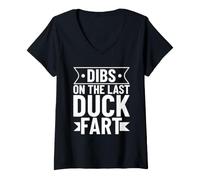 Women's Dibs On The Last Duck Fart V-Neck T-Shirt