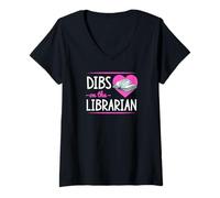 Women's Dibs On The Librarian Romantic Valentine's Day V-Neck T-Shirt