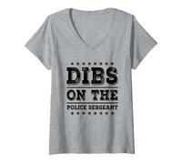 Womens Dibs on The Police Sergeant Funny Wife Girlfriend V-Neck T-Shirt
