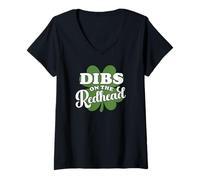 Women's Dibs On The Redhead Funny St Patrick's Day V-Neck T-Shirt