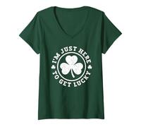 Women's Dibs on The Redhead, Vintage Distressed Shamrock St Patricks V-Neck T-Shirt