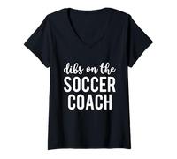 Womens Dibs On The Soccer Coach Funny Soccer Coach's Wife V-Neck T-Shirt