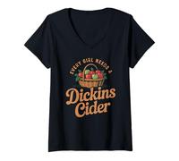 Women's Dickins Cider World Famous for All Your Loved Ones Funny V-Neck T-Shirt
