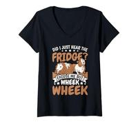 Women's Did I Just Hear The Fridge Excuse Me Wheek Wheek Guinea Pig V-Neck T-Shirt