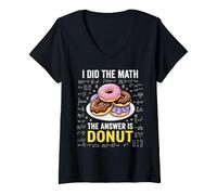 Women's Did The Math Dessert Baking Sweet Food Sprinkles Donut V-Neck T-Shirt