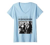 Women's Die Lage ist besäuFNISERREGEND. Nuns Drink Beer Fun V-Neck T-Shirt
