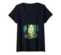 Womens "Die Natur ist meine Therapy - Magischer Wald [German Language] V-Neck T-Shirt