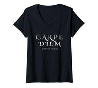 Womens Diem Carpe Latin Inspirational Quotes Seize Day V-Neck T-Shirt