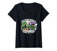 Women's Different Accents Same Attitude Boston Scotland V-Neck T-Shirt