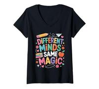 Womens Different Minds Same Magic SPED Special Education Inclusion V-Neck T-Shirt