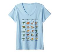 Women's Different Types of Dinosaurs Educational Dino V-Neck T-Shirt