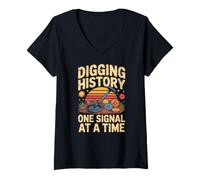 Women's Digging History One Signal At A Time Archaeology V-Neck T-Shirt