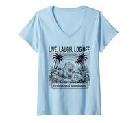 Women's Digital Detox Capybara Cottagecore Hot Spring V-Neck T-Shirt