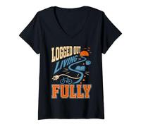 Women's Digital Detox Offline Unplug Reduce Screen Time Gift V-Neck T-Shirt