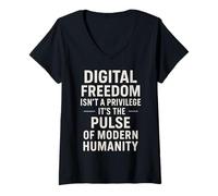 Womens Digital Freedom Isn't A Privilege It's A Human Right V-Neck T-Shirt