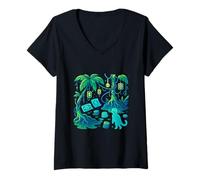 Womens Digital Jungle Wealth Growth Vision V-Neck T-Shirt