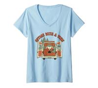 Women's Digital Nomad Remote Work Camper Van Adventure V-Neck T-Shirt