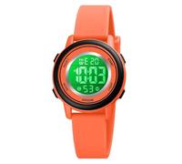 Womens Digital Watches LED Screen Silicone Strap Watch Military Multifunction Waterproof Alarm Stopwatch LED Backlight Outdoor Sports Watch, B Orange, Fashion, Sport, Simple