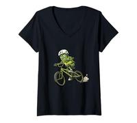 Women's Dill Power Pickle BMX Bicycle Rider Cartoon V-Neck T-Shirt