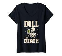 Women's Dill Till Death Funny Pickle Lover V-Neck T-Shirt