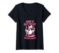 Women's Dilly Dally Life Interrupted by Lock in Moments V-Neck T-Shirt