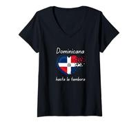 Womens Dimelo Ke Lo Ke Dominican Republic Flag Hasta La Tambora V-Neck T-Shirt