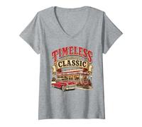 Women's Diner Timeless Classic Vintage American History V-Neck T-Shirt