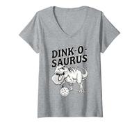 Women's Dink-O-Saurus Pickleball T-rex for Pickleball Dad or Mom V-Neck T-Shirt