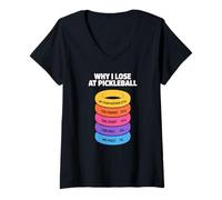 Women's Dinking Reasons I Lose Pickleball Tournament Humor Design V-Neck T-Shirt