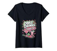 Women's DINKS & Drinks Pickleball Club Pickleball Couple V-Neck T-Shirt