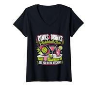 Women's DINKS & Drinks Pickleball Club Pickleball V-Neck T-Shirt