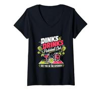 Women's DINKS & Drinks Pickleball Club Pickleball V-Neck T-Shirt