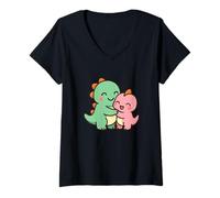 Womens Dino Friends Forever. Cute Kawaii Dinosaur Design. V-Neck T-Shirt