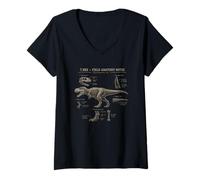 Women's Dinosaur Anatomy T Rex Skeleton Design V-Neck T-Shirt