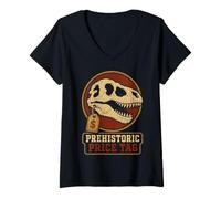 Women's Dinosaur Auction Humor Prehistoric Price Tag V-Neck T-Shirt
